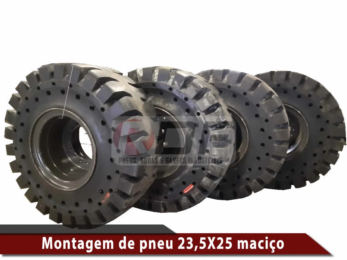 Montagem de pneu maciço 23,5 X 25